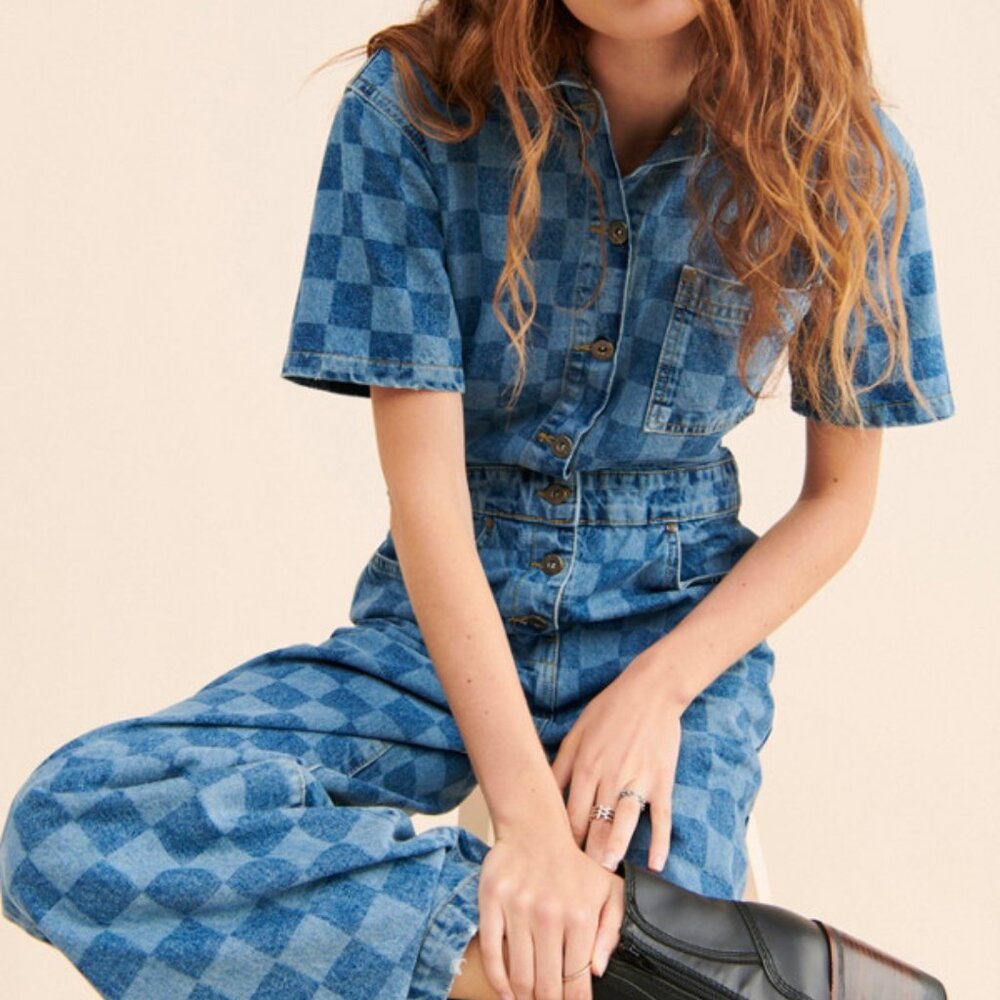Women's Blue The Ragged Priest Printed Boilersuit Jumpsuit